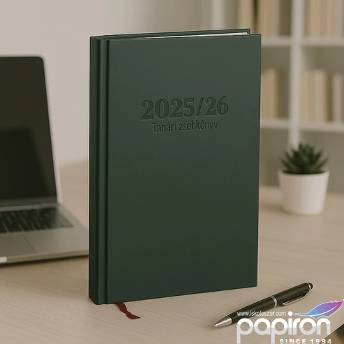 Tanári zsebkönyv 2025/26 145x205mm, zöld színű Realsystem   kollekció 5311-08