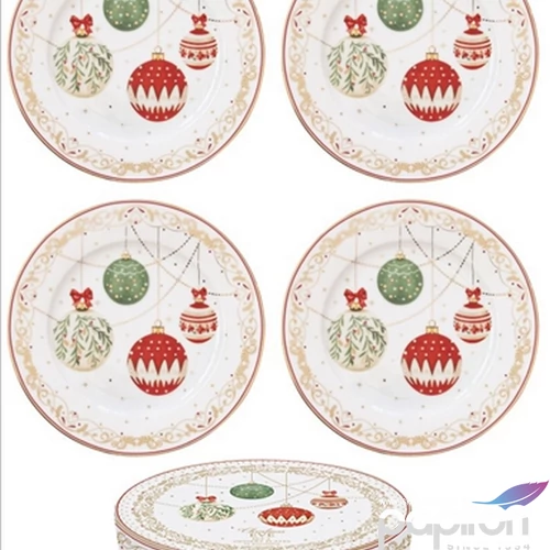 Tányér desszertes kerámia 4db-os, 19cm, Christmas Eve dobozban