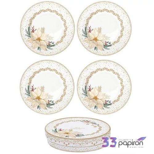 Tányér desszertes kerámia 4db-os, 19cm,  White Elegance