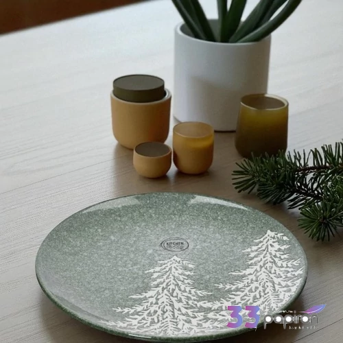 Tányér kerámia karácsonyi 24' fenyőfás 2.4cm sdkae