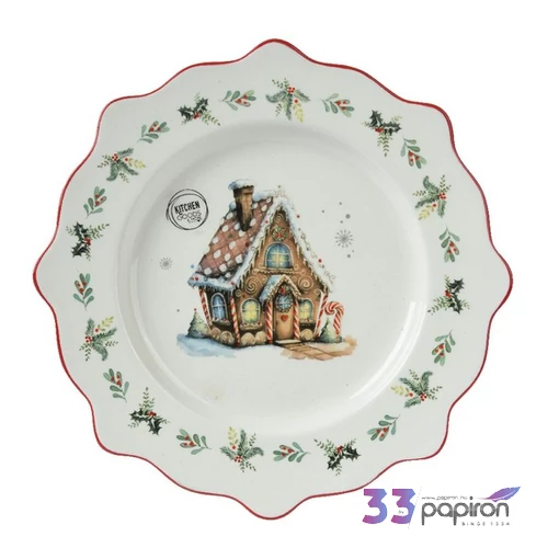 Tányér kerámia karácsonyi 24' házikós 2.7cm sdkae