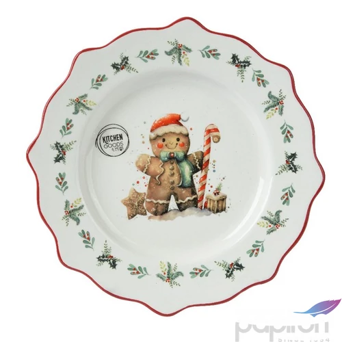 Tányér kerámia karácsonyi 24' mézeskalács 2.5cm sdkae