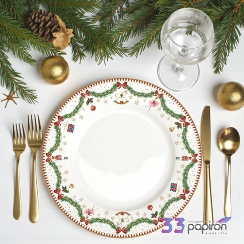 Tányér lapos porcelán 26,5cm, Festive lapostányér kézzel festett