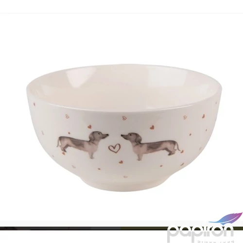Tányér porcelán 500ml, 14x7cm,Dachshund Love