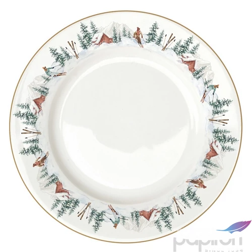 Tányér porcelán karácsonyi 26,5cm, Botanic Chic lapostányér kézzel festett
