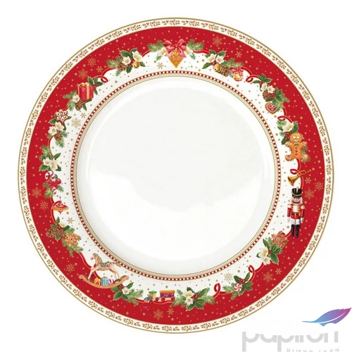 Tányér porcelán karácsonyi 26,5cm, Chalet lapostányér kézzel festett