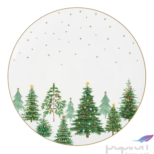 Tányér porcelán karácsonyi 26cm, Mille Fleurs Yellow lapostányér kézzel festett