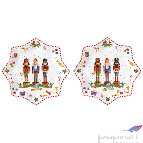 Tányér porcelán karácsonyi 20cm Vintage Nutcrackers 2db-os, dobozban