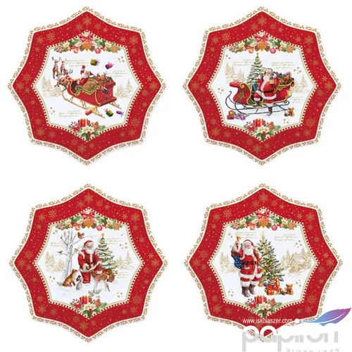 Tányér porcelán karácsonyi 16cm Christmas Memories 4db-os, dobozban