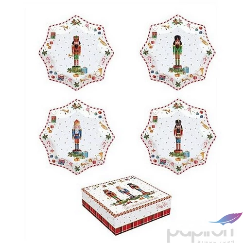 Tányér porcelán karácsonyi 16cm Vintage Nutcracker 4db-os, dobozban