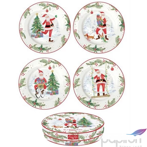 Tányér porcelán karácsonyi 19cm, Vintage Nutcracker 4db-os, dobozban