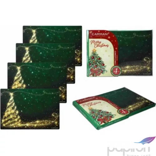 Tányéralátét parafa 4db-os 22x32cm,arany karácsonyfás 