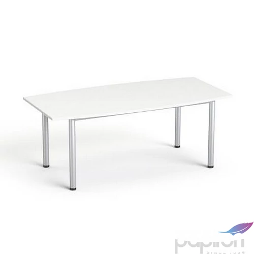 Tárgyalóaszta íves szürke fémlábba 80/95x190cm MAYAH Freedom SV-43 fehér