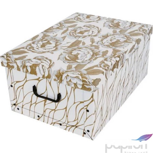 Tárolódoboz maxi 51x37x24cm Arany bazsarózsa virág Miss Space