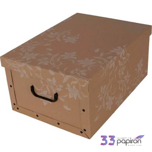 Tárolódoboz Maxi 51x37x24cm környezetbarát, barokk fehér virágos