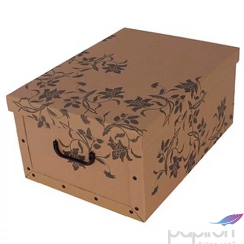 Tárolódoboz Maxi 51x37x24cm környezetbarát, barokk fekete virágos 