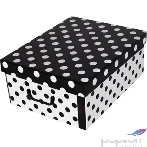 Tárolódoboz Maxi 51x37x24cm Miss Space, pöttyös fekete 