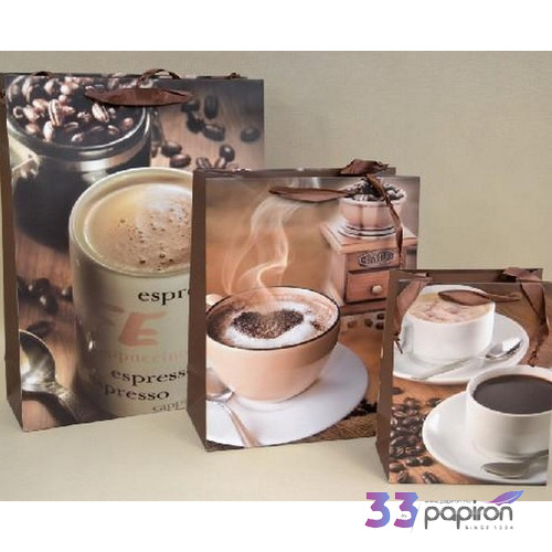 Ajándéktasak szalagfüles Espresso Dekorációs 32x42x11,5cm