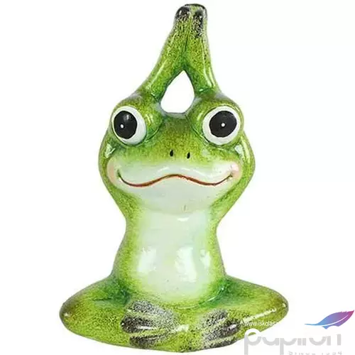 Tavaszi dekor béka kerámia Yoga frog Jesse M green 15cm jógázó béka