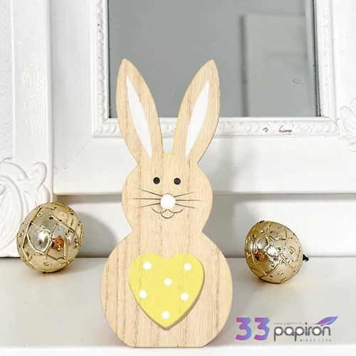 Tavaszi dekor fa nyuszi szívvel 16cm