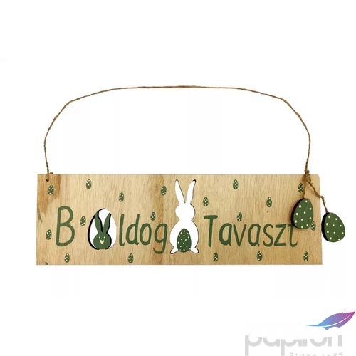 Tavaszi dekor fa tábla natúr, Boldog Tavaszt felirattal 30cm