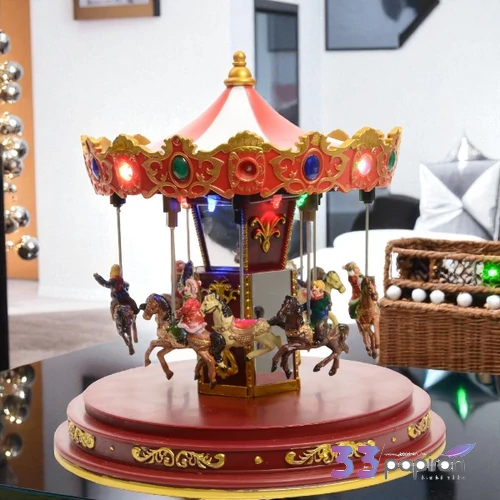 Téliváros karácsonyi dioráma ledes, beltéri dekor körhinta 24' 24cmx24cmx25cm elemmel sdkae müködtetés elemmel