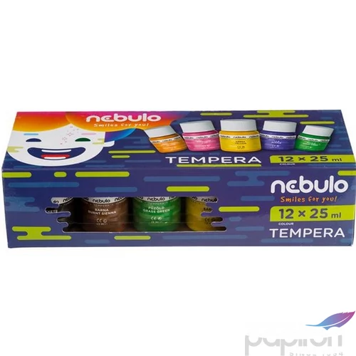 Tempera 12x25ml Nebulo 12 színű, tégelyes Iskolaszer Nebulo NTF-25-12