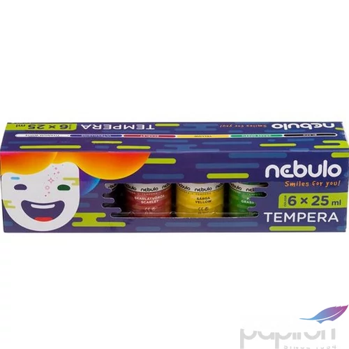 Tempera 25ml Nebulo 6 színű, tégelyes Iskolaszer NEBULO NTF-25-6