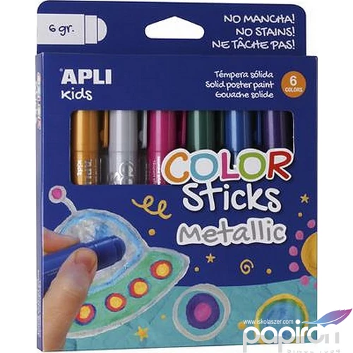 Tempera készlet 6 Apli Kids stiftes metál színek 6dbx10g Iskolaszerek Apli 14405