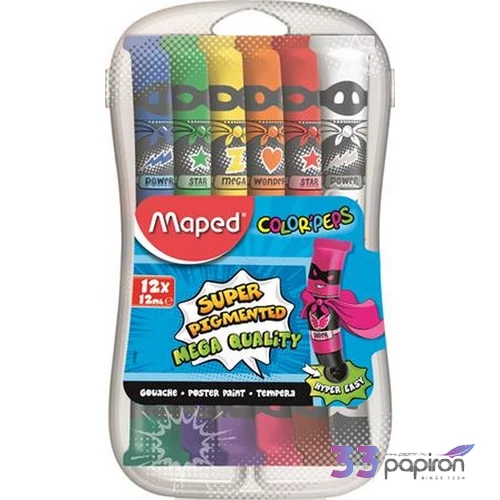 Tempera készlet 12 Maped Color'Peps intenzív 12színx12ml Iskolaszerek Maped 810520
