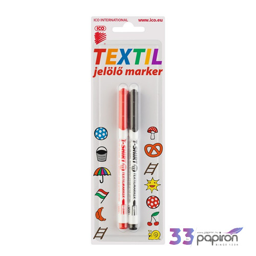 Textilmarker T-SHIRT ICO fekete+piros textilfilc - kreatív termék