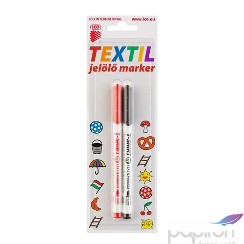 Textilmarker T-SHIRT ICO fekete+piros textilfilc - kreatív termék