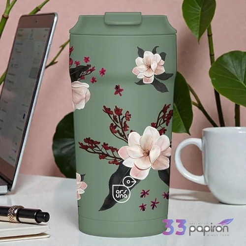 Thermo bögre 470ml Ars Una Flowery green 56655353 6órán át melegen tart