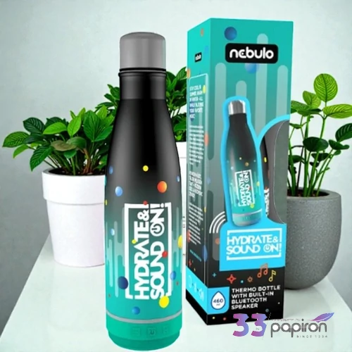 Thermo Kulacs 460ml Nebulo fekete-türkiz Beépített Bluetooth hangszóróval