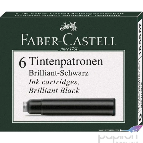 Faber-Castell tintapatron 6db-os Standard fényes fekete Ink cartridge 185507