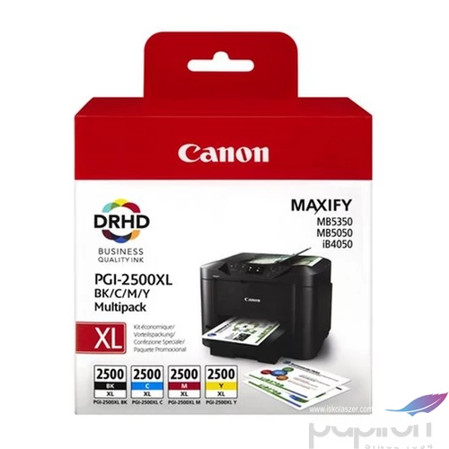 Tintapatron Canon PGI2500XLKIT multipack, b+c+m+y, 70,9ml+3x19, 3ml Maxify MB5350 géphez