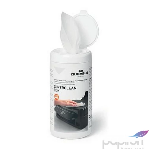 Tisztítókendő műanyag felületre 100db DURABLE SUPERCLEAN BOX 100
