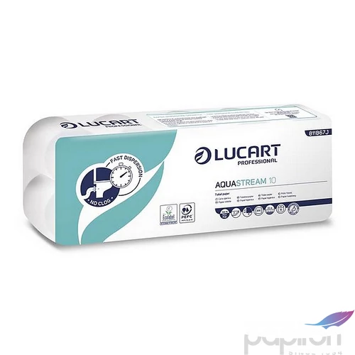 Toalettpapír 2 2 rétegű 10 tekercs kistekercses 22 m LUCART Aquastream 10