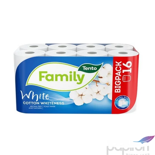 Toalettpapír 2 2 rétegű kistekercses 16 tekercs TENTO Family White fehér