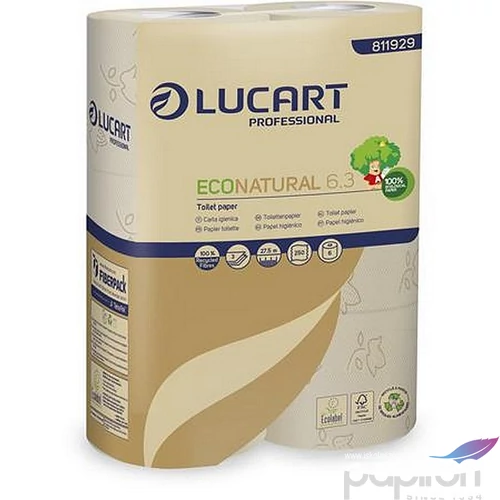 Toalettpapír 3 2 rétegű 6 tekercs kistekercses 27,5 m LUCART EcoNatural