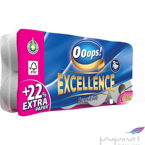 Toalettpapír 3 2 rétegű kistekercses 8 tekercs OOOPS Excellence