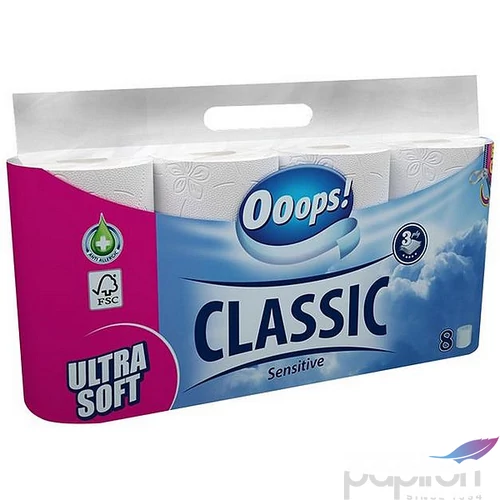 Toalettpapír 3 2 rétegű kistekercses 8 tekercs OOOPS Classic sensitive