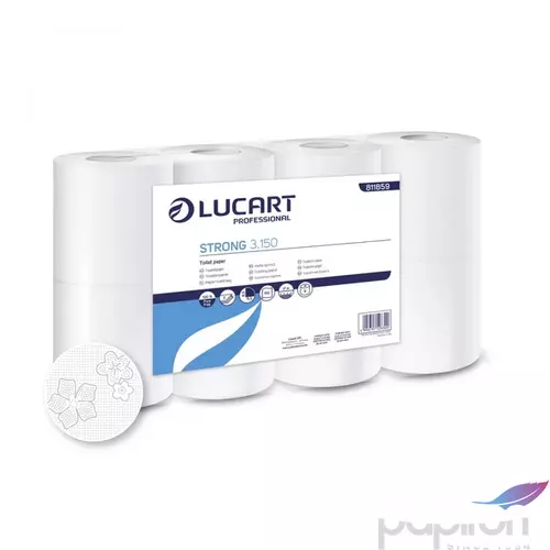 Toalettpapír 3 rétegű 150 lap/tekercs cellulóz 8tekercs/csomag 3.150 Strong Lucart_811B59J hófehér