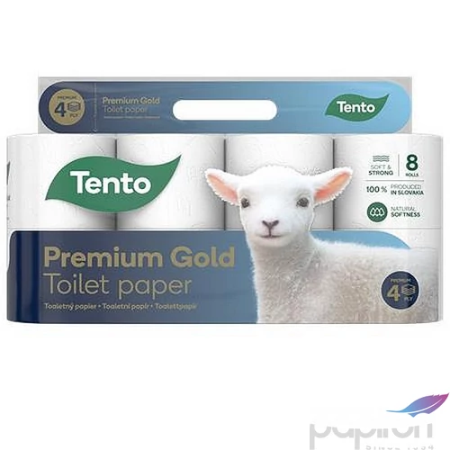 Toalettpapír 4 2 rétegű kistekercses 8 tekercs TENTO Prémium Gold fehér