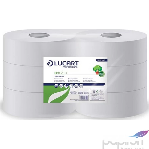 Toalettpapír Lucart Jumbo 23cm Standard Plus/Eco fehér 2 rétegű, 165 m, 6tekercs/csomag