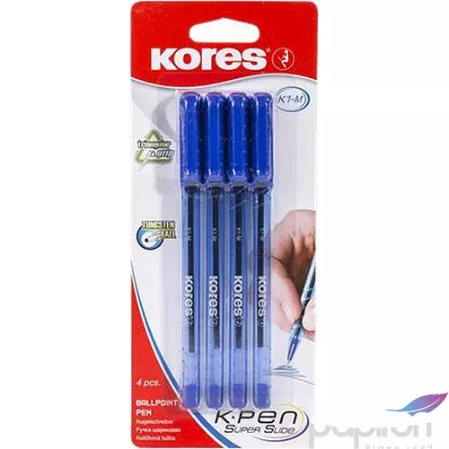 Toll golyós 0,7 Kores K1-M 4db háromszögletű kék Írószerek KORES 37214