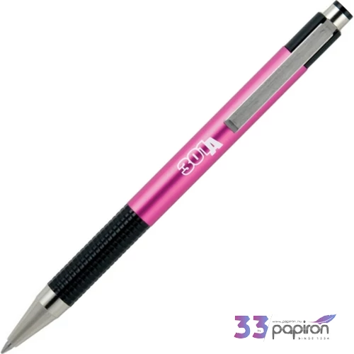 Toll Zebra F-301A 0,7mm metál pink tolltest/kék színű tinta nyomógombos golyóstoll Tollbetét: F-07