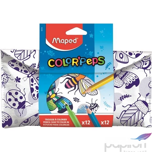 Tolltartó hengeres Maped Textil, Színezhető, Tépőzáras, Color`Pep Színezőtermékekkel