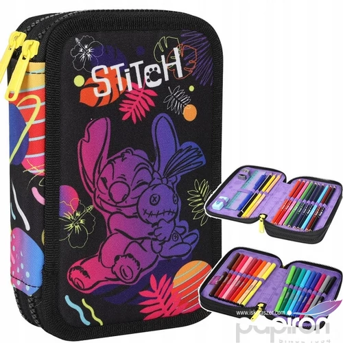 Töltött tolltartó Jumper 2 Stitch Black 125 × 195 × 55mm, klapnis