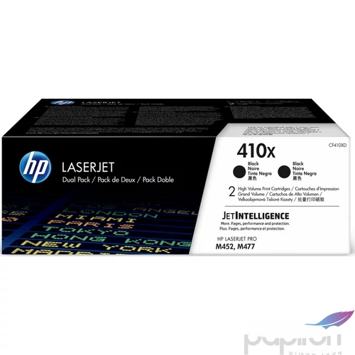 Toner HP CF410XD fekete, 2x 6,5k ColorLaserJet M452/477 géphez